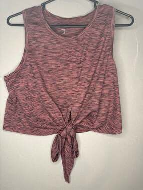 Zyia Active Pink Jacquard Infinity Tie Front Tank Top